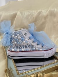Image 2 of Toddler Girl Bling Pearl Canvas Kids Sneakers