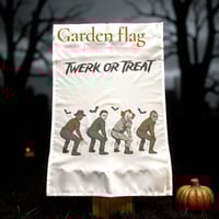 Twerk or treat garden flag