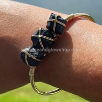 Image 17 of Raw Crystal Cuff Bangle Bracelets 