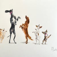 Image 4 of ORIGINAL ARTWORK - Another Eleven Dancing Dogs - 65x25cm