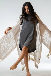 Image 2 of Crushin on You Velvet kimono- Nude