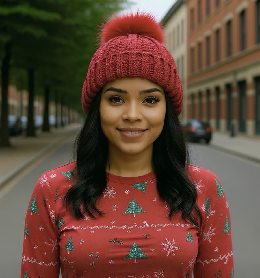 Image of  Silk Lined Pom Beanie Hats 
