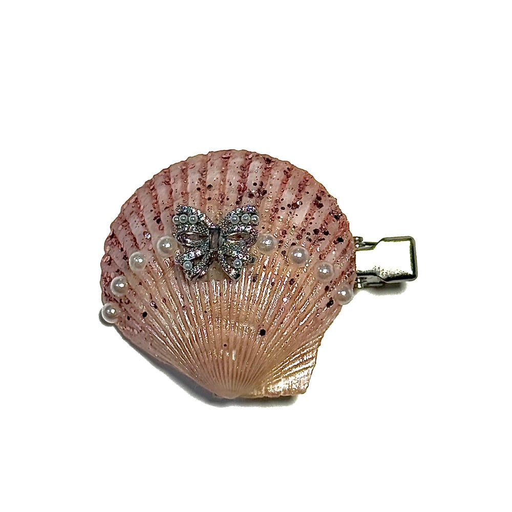 Image of Pink Shimmer Shell Single Clip