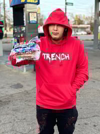 Image 2 of Red “TRENCH” Hoodie