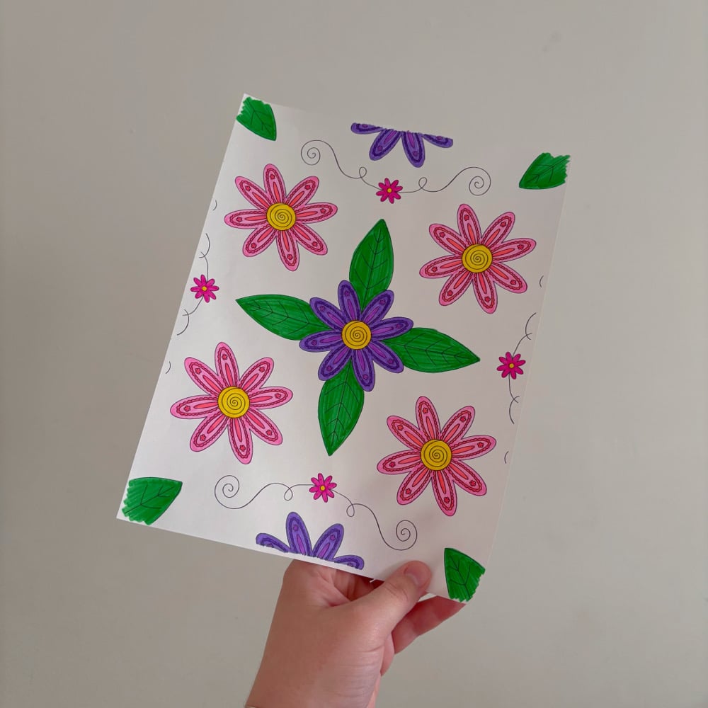 Image of flower power coloring page