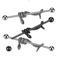Image 3 of Snake Wrapped Industrial Bar Surgical Steel