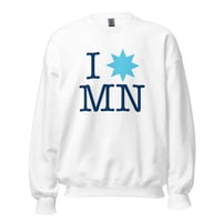 Image 1 of I [STAR] MN Crewneck Sweatshirt (White w/ Light Blue star)