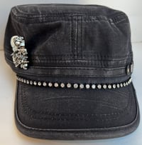 Image 2 of Acid Washed Cadet Hat Silver Skull