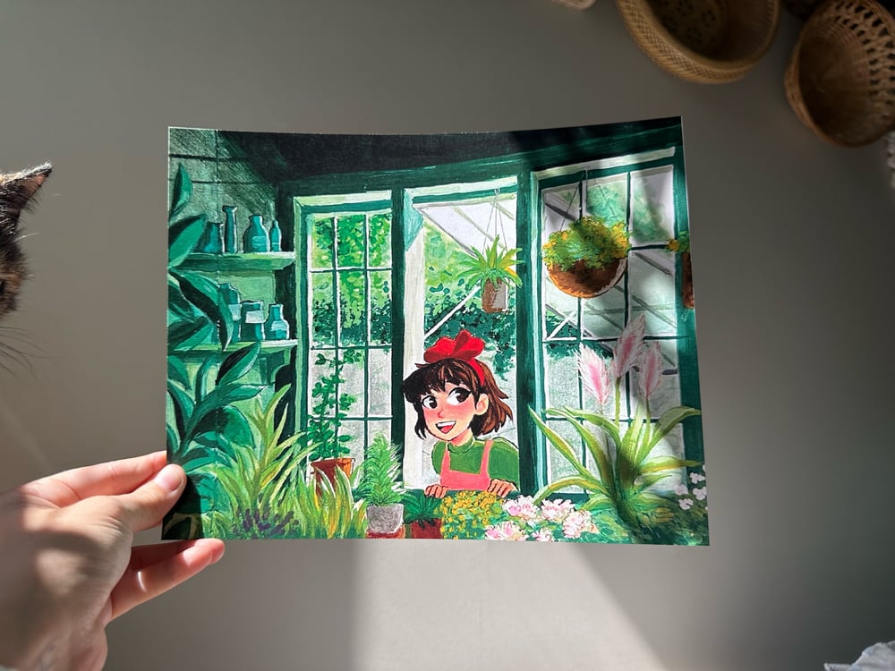 Image of Kiki In Greenhouse 8 x 10” Art Print 