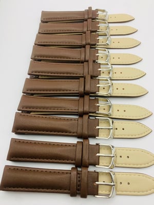 Image of LOTS OF 5 & 10 X PLAIN LEATHER GENTS WATCH STRAPS,18mm/20mm,BLACK,BROWN,TOP QUALITY,NEW.