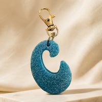 Image 6 of Blue Glitter Letter Keychain • Personalized Resin Charm