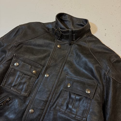 Image of 1990s Heavyweight Leather Biker Jacket, Size Medium