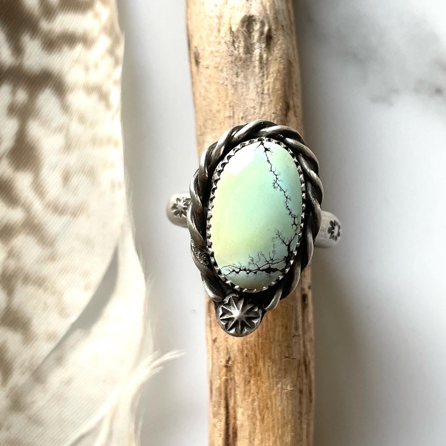 Image of Handmade Giraffe Turquoise Sterling Silver Ring 925