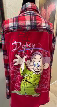 Vintage Red/White/Purple/Black Flannel Shirt Disney Dopey