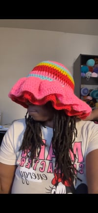 Image 3 of *CUSTOM* Double Brim Ruffle Bucket Hat