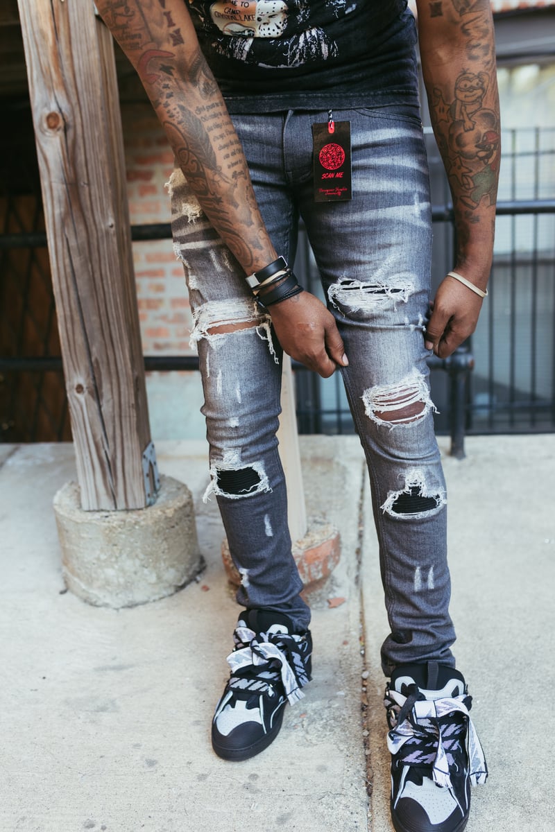 DJA Patchwork Jean ( Faded Black ) | Designer Junkie Apparel