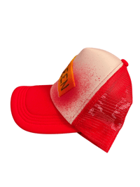 Image 2 of CAUTION! TRUCKER HAT - RED