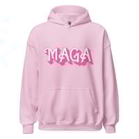 Image 1 of MAGA Make America Great Again Hot Pink Retro Unisex Hoodie Trump 2024