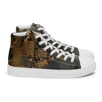 Image 5 of Tattered Look Goth Inspired Black, Gray and Gold Women’s high top canvas shoes