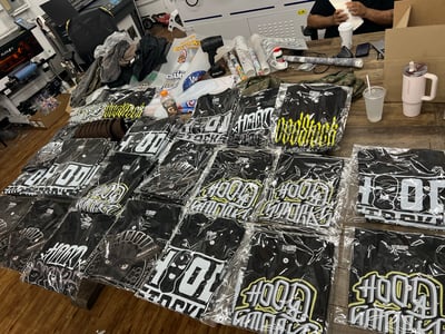 Image of Lottery Hood Stocks T-Shirt & Sticker Package 