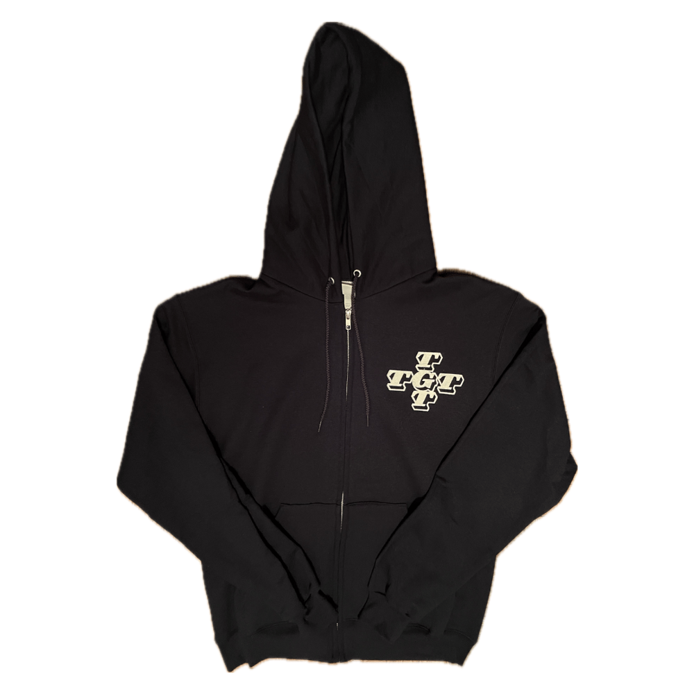 Image of Double Logo Zip Up Hoodie - Navy