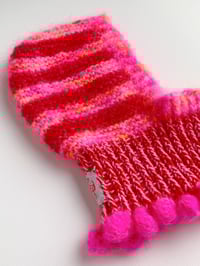 Image 2 of Sofie and Iris Striped Red and Pink Mohair Bubble Balaclava