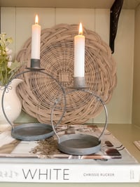 Image 1 of Zinc Flower Candle Holders ( Set of 2 )