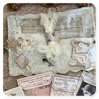 Image 4 of French shabby Chic tattered  Sewing Book/Needle book with lace samples