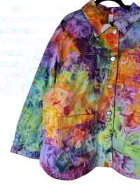 Image 7 of 1X PLUS 100% Cotton Oversized Chore Coat in Spring Bloom Watercolor Ice Dye
