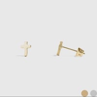 Image 2 of Golden Cross Stud Earrings | Waterproof