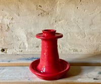 Image 1 of Small Wheel Thrown Candle Stick - Red