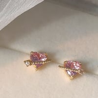 Image 3 of Heart Planet Stud Earrings