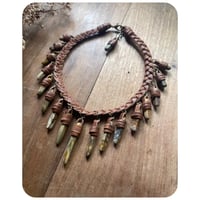 Image 3 of SALE - The Empress Necklace - Mixed Jaspers and Chestnut Brown Leather Deux