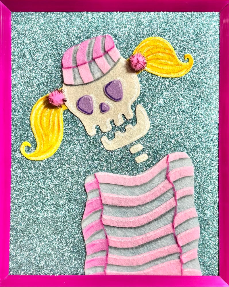 Image of “Bone Head” Felt Art Piece