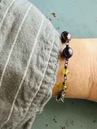 Image 18 of garnet and peacock pearl bracelet with beloved charm