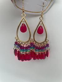 Image 1 of CHANDELIER BOHEMIAN STYLE EARRINGS pink