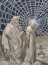 Image 5 of LARGE STATEMENT PIECE "1800's Dante Inferno Gustave Dore" page with preserved spider web - C