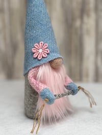 Image 5 of Blue & Pink Daisy Harris Tweed Flower Wee Gnome 