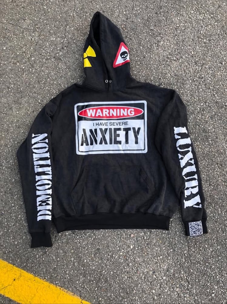 Image of DEMOLITION DENIM X LUXURY TRAP VINTAGE ANXIETY HOODIE