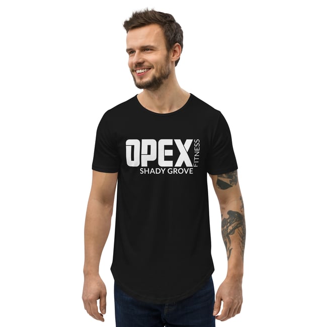 Men's Curved Hem T-Shirt - Black w/White Logo