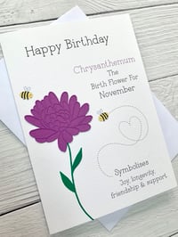 Image 4 of Handmade November Chrysanthemum Birth Flower Card - Elegant Birthday Card for November Birthdays