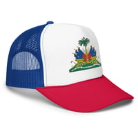 Image 4 of Patriotic Haiti Flag Foam trucker hat [Dèyè Lakay]