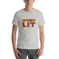 Image 4 of STAY LIT BURGUNDY/GOLD Short-Sleeve Unisex T-Shirt