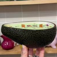 Image 3 of lime + basil scented avocado candle