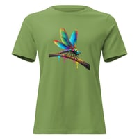 Image 6 of Women's Relaxed T-Shirt, Luminous Dragonfly on Branch tee