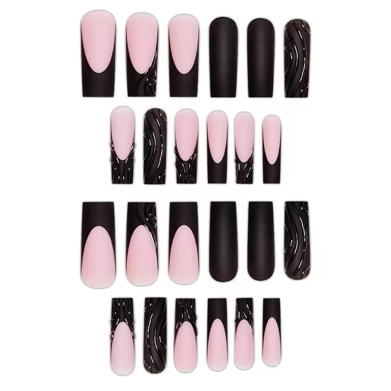 Image of Matte Black 3D French Tips
