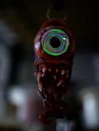 Image 11 of Color Burst Twisted tongue pendant, OOAK green purple orange blue Glow