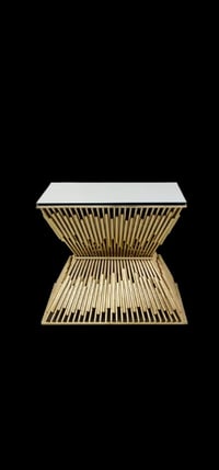 Image 2 of stainlesssteel+glass gold cake table for rent only90x90x75cm 