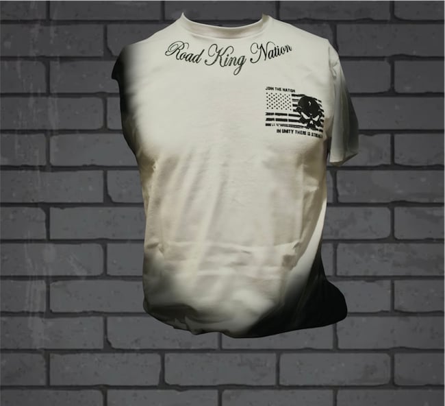 Road King Nation OG Short Sleeve White Shirt. (Black Ink)