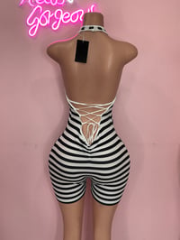 Image 2 of Stripe Romper- Black